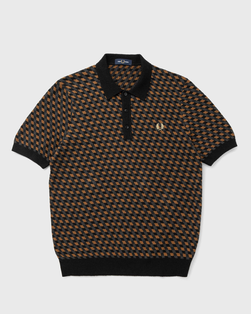 Fred Perry Geometric Knitted Shirt Brown