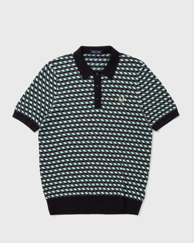 Fred Perry Geometric Knitted Shirt Blue