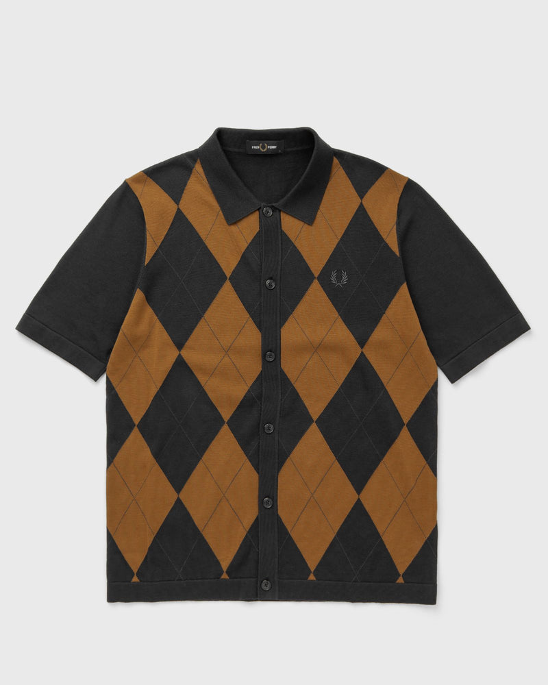 Fred Perry Argyle Button Through Shirt Brown
