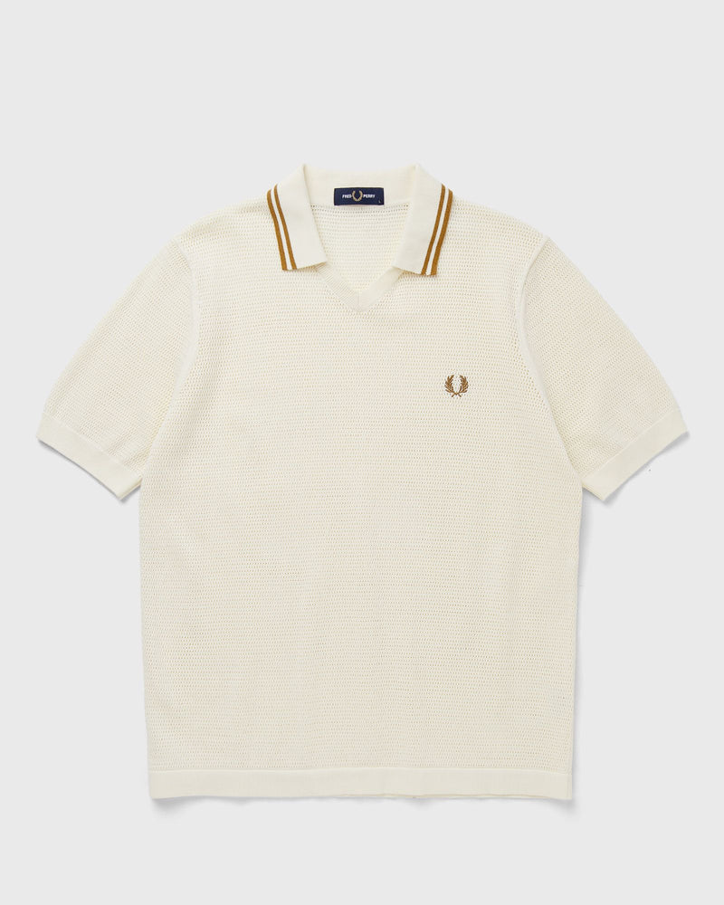 Fred Perry Pointelle Knitted Shirt White