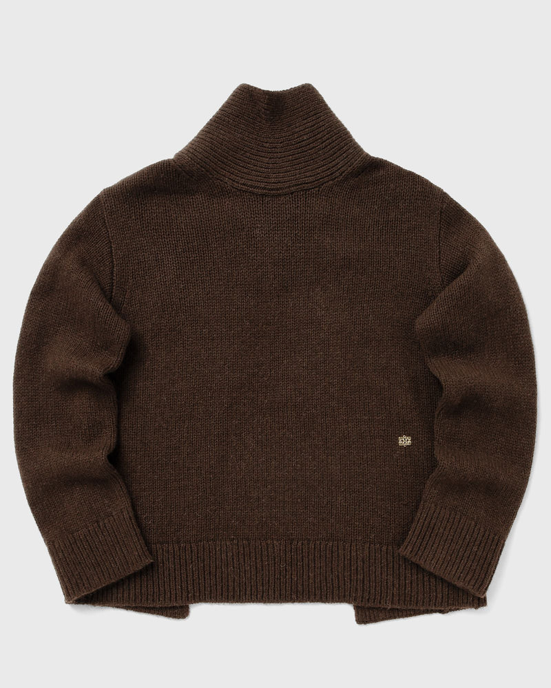 Ganni Chunky Yak Mix Open Back Pullover Brown