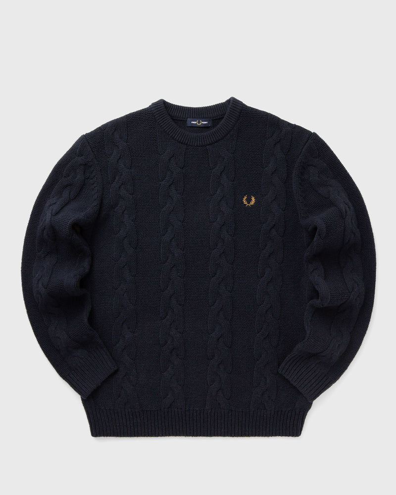 Fred Perry Chunky Cable Knit Jumper Blue