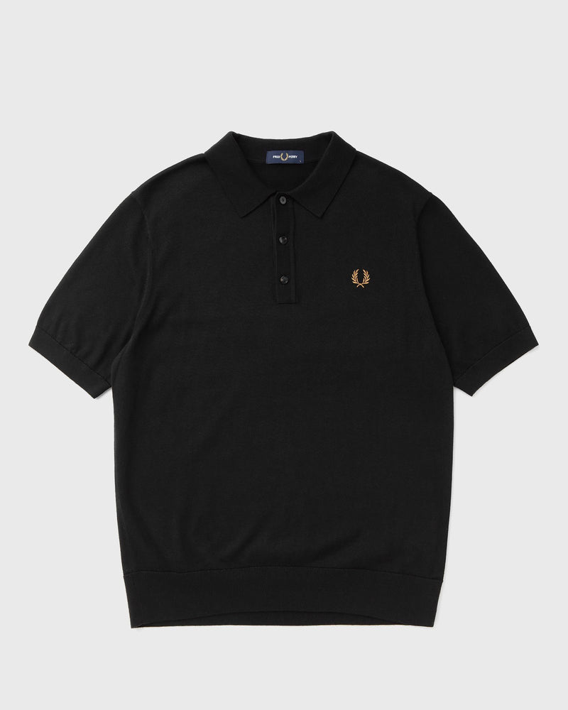 Fred Perry Cotton Knitted Shirt Black