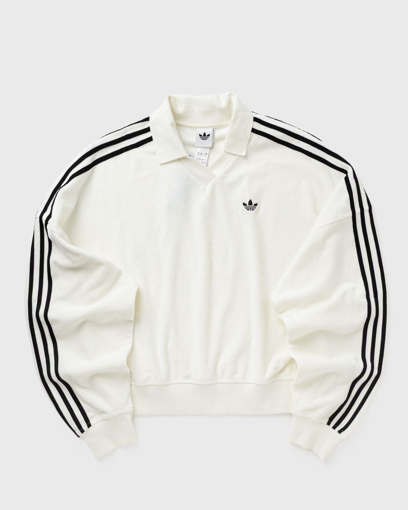 Adidas Womens Terry Towel V Neck Long Sleeves White