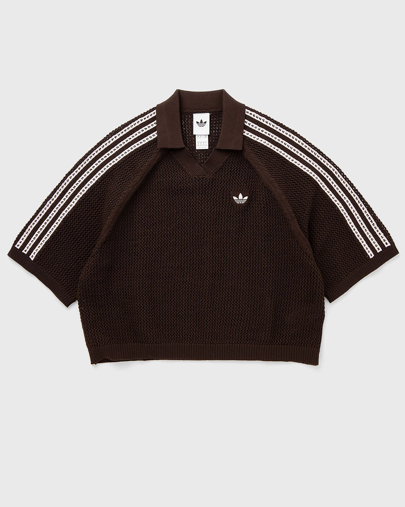 Adidas Womens Knitted Crochet Polo Brown