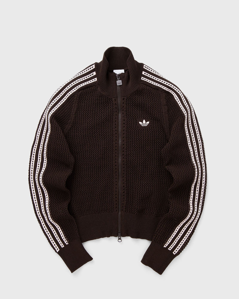Adidas Womens Knitted Crochet Firebird Track Top Brown