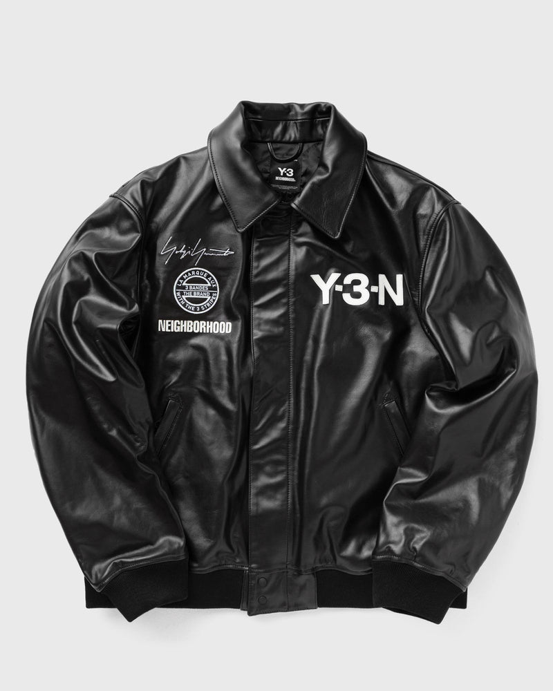 Y-3 X Neighborhood Leather Bomber Jacket Black