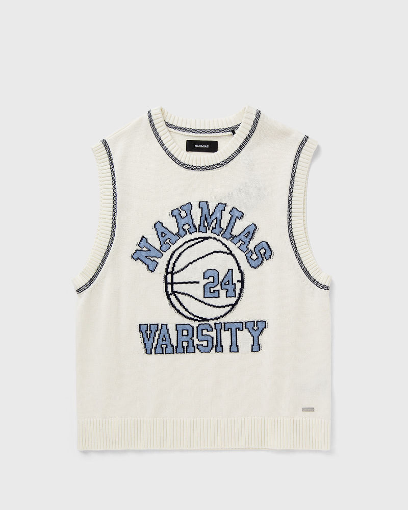 Nahmias Knit Varsity Basketball Jersey White