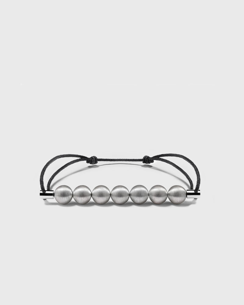 Le Gramme 13G Brushed Sterling Silver 7 Beads Cord Bracelet Black
