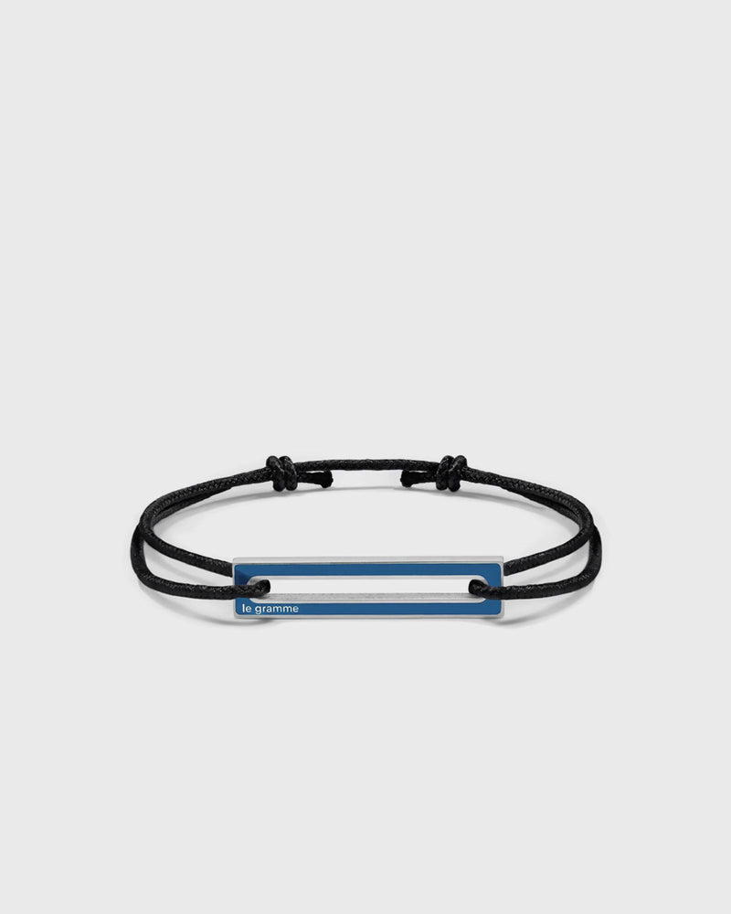 Le Gramme 1.7G Polished Sterling Silver Blue Lacquered Cord Bracelet Black|blue