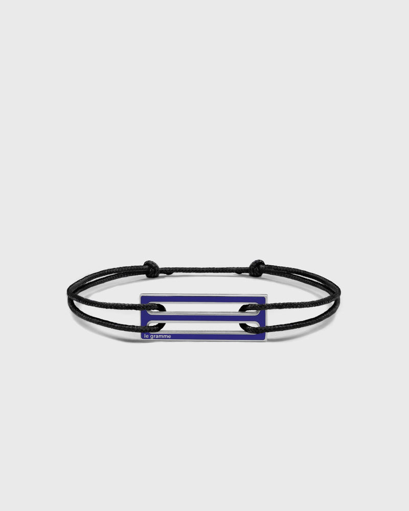Le Gramme 2.5G Polished Sterling Silver Royal Blue Lacquered Cord Bracelet