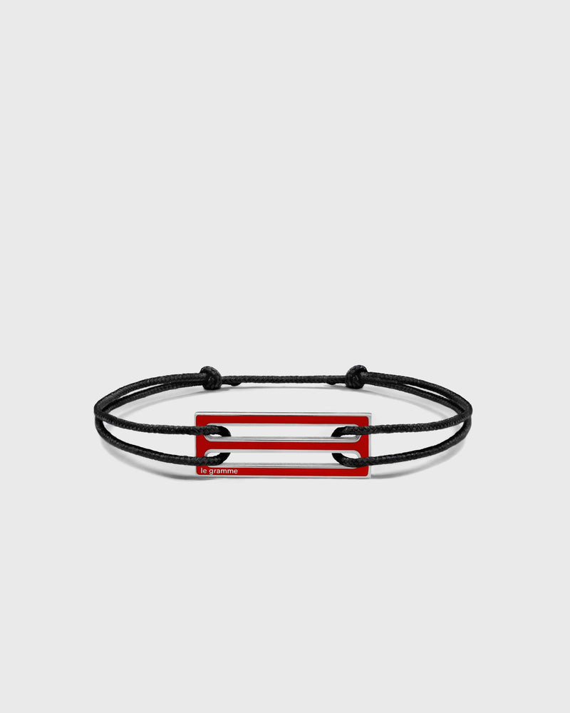 Le Gramme 2.5G Polished Sterling Silver Red Lacquered Cord Bracelet