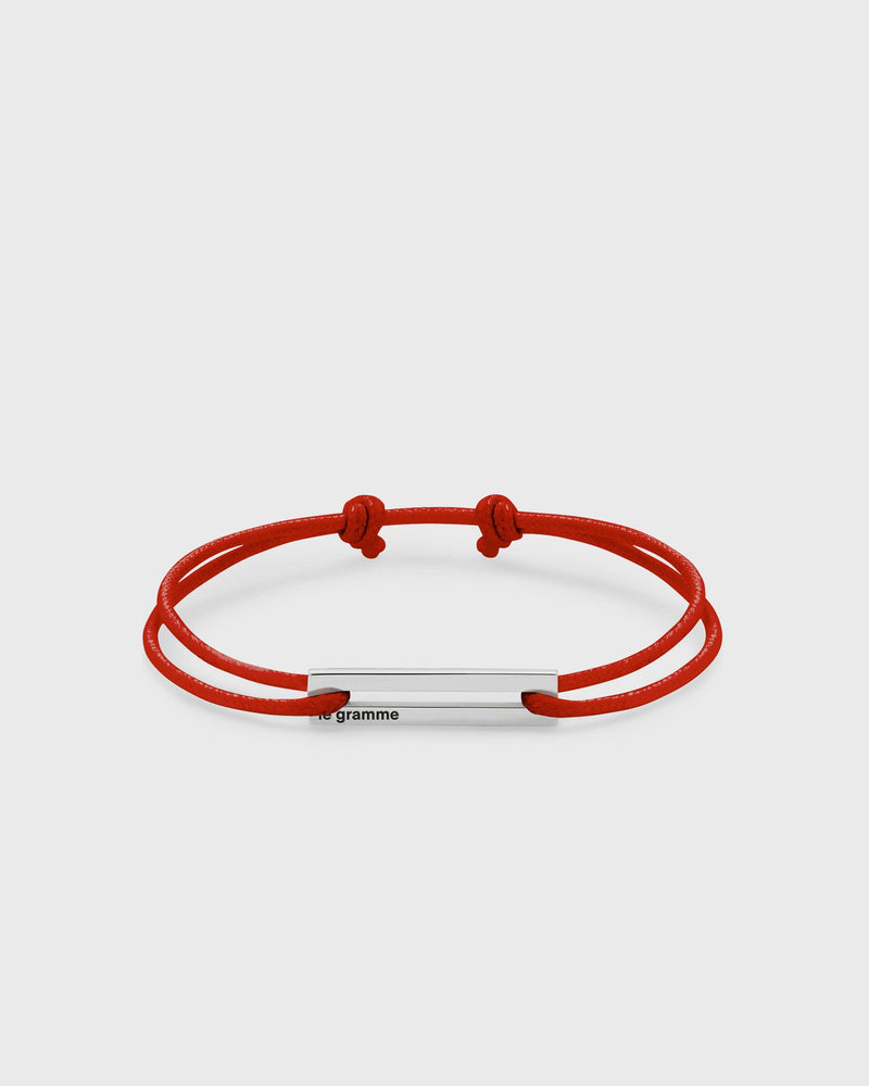 Le Gramme 1.7G-Polished Sterling Silver-Red Cord-Bracelet