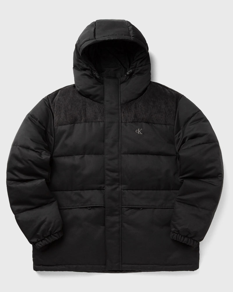 Calvin Klein Jeans Ls Corduroy Mixed Media Puffer Jacket Black