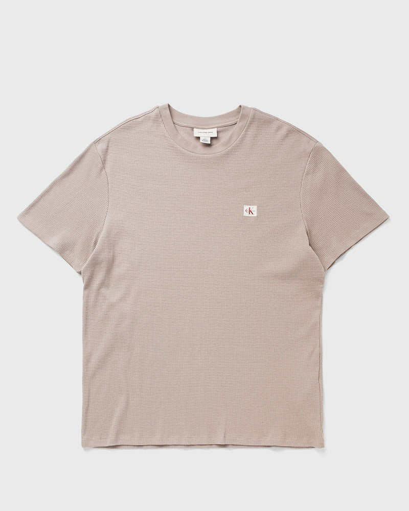 Calvin Klein Jeans Ss Waffle Woven Label Crewnk Tee Beige