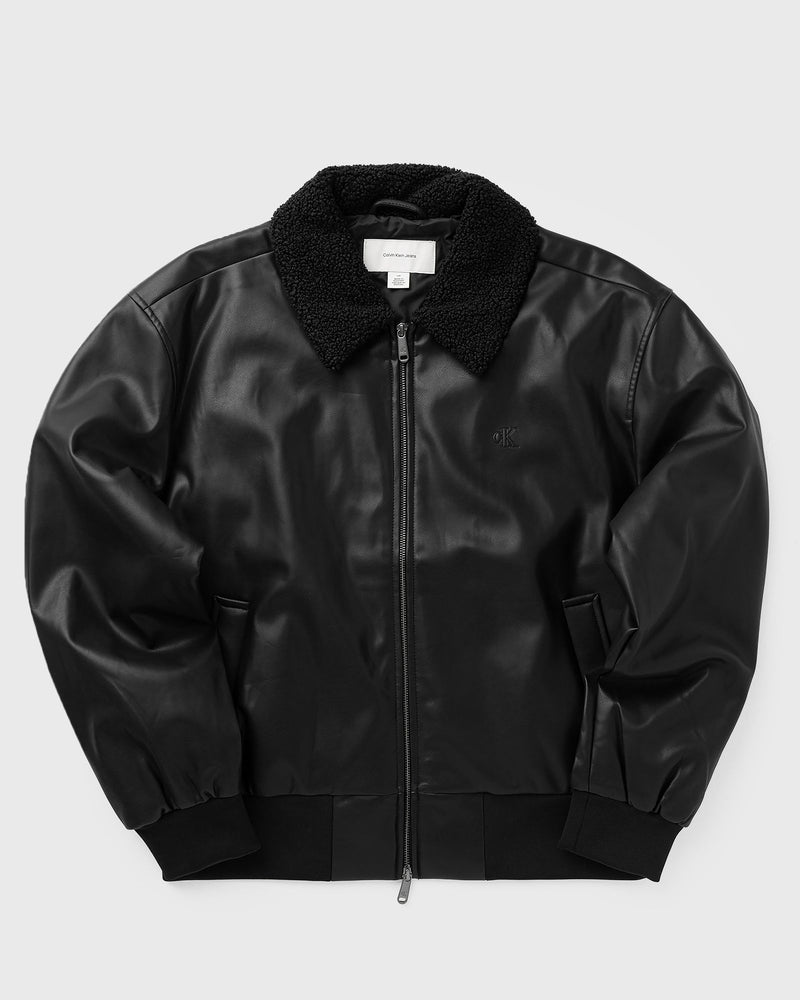 Calvin Klein Jeans Ls Faux Leather Sherpa Collar Bo Black