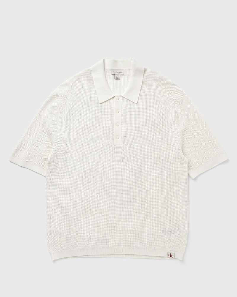 Calvin Klein Jeans Ss Cotton Waffle Polo Collarswtr Beige