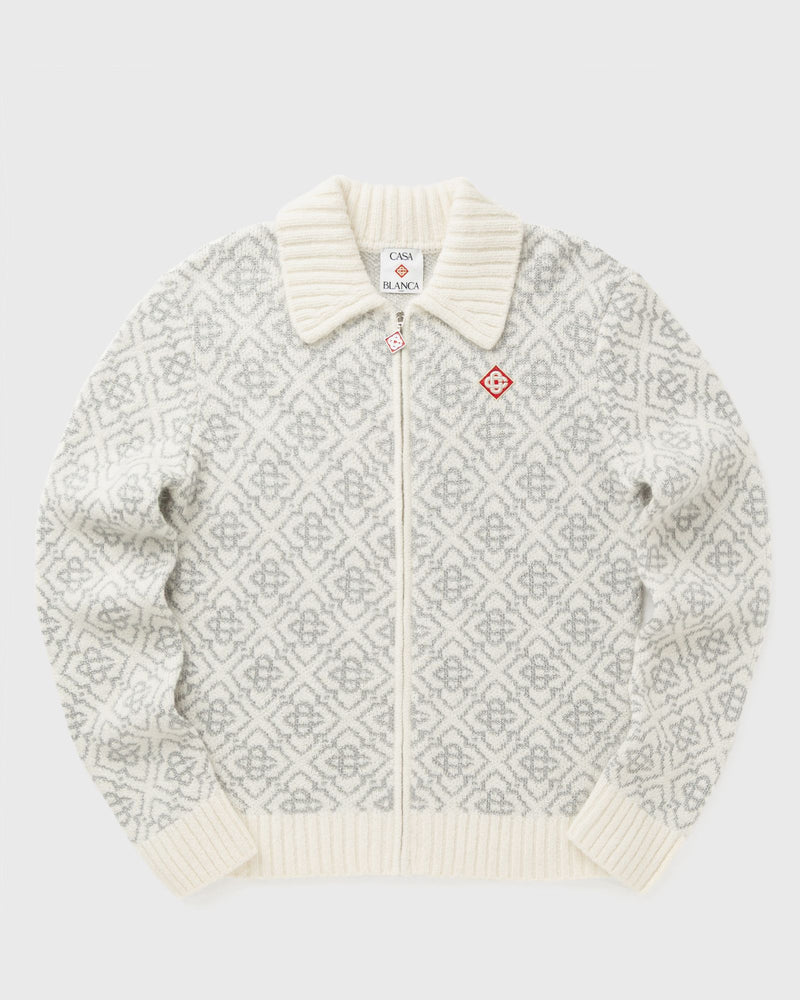 Casablanca Silver Monogram Zip Up White