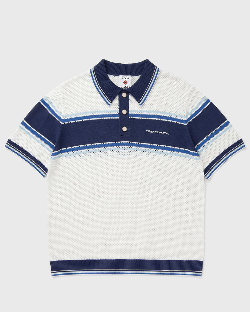 Casablanca Mesh Stripe Polo Blue|white