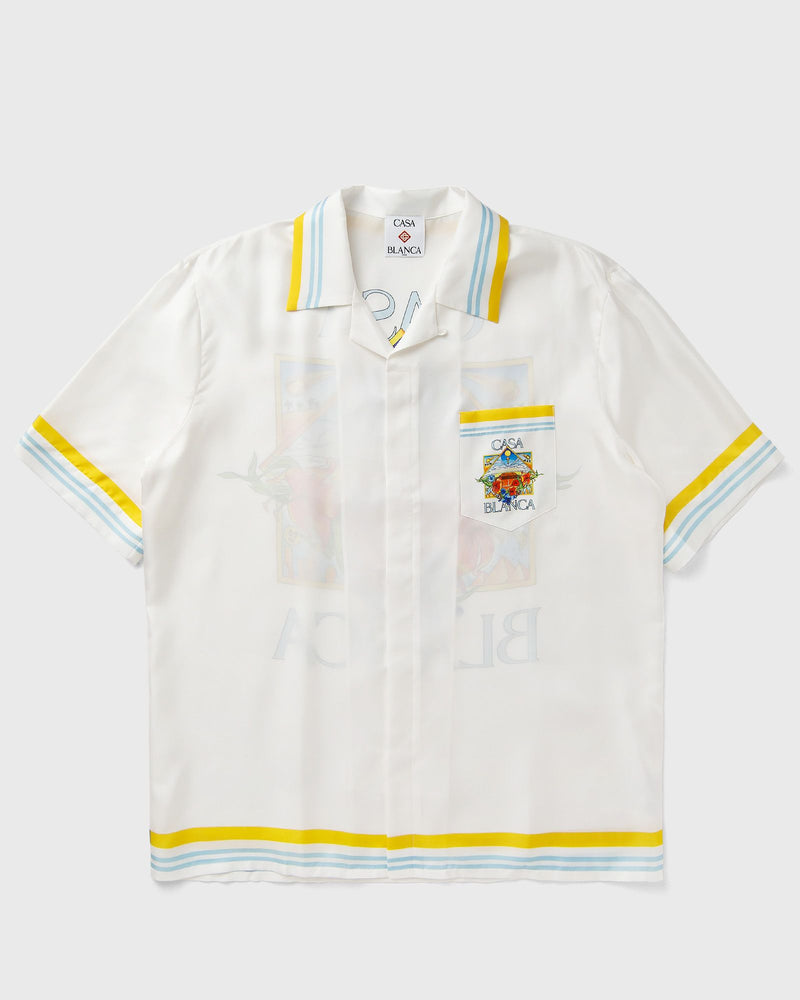 Casablanca Tennis Landscape Cuban Collar Ss Shirt White
