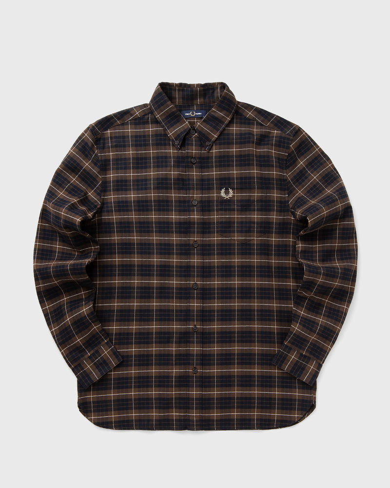 Fred Perry Brushed Twill Tartan Shirt Brown