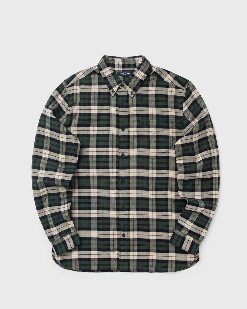 Fred Perry Brushed Twill Tartan Shirt Green|beige
