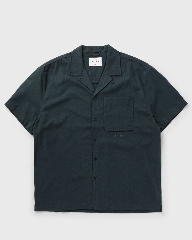 Olaf Linen Camp Shirt Ss Green