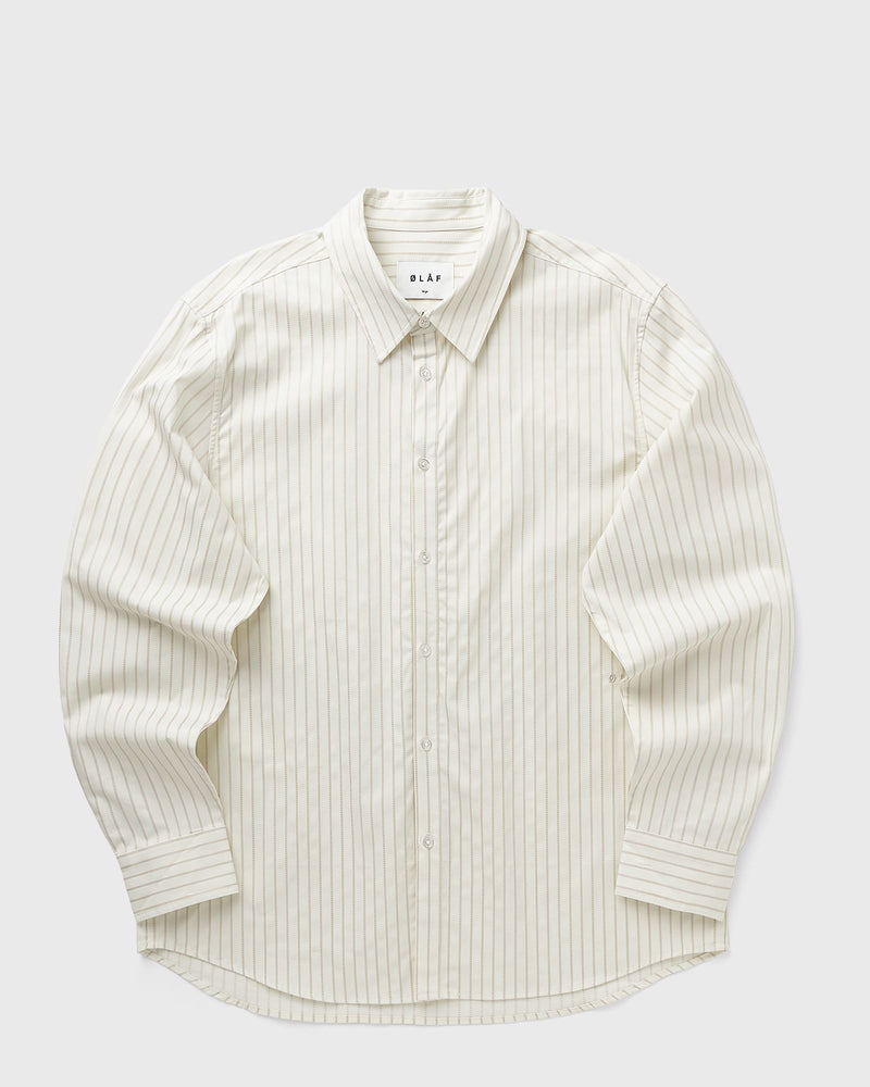 Olaf Stitched Striped Relaxed Shirt Beige