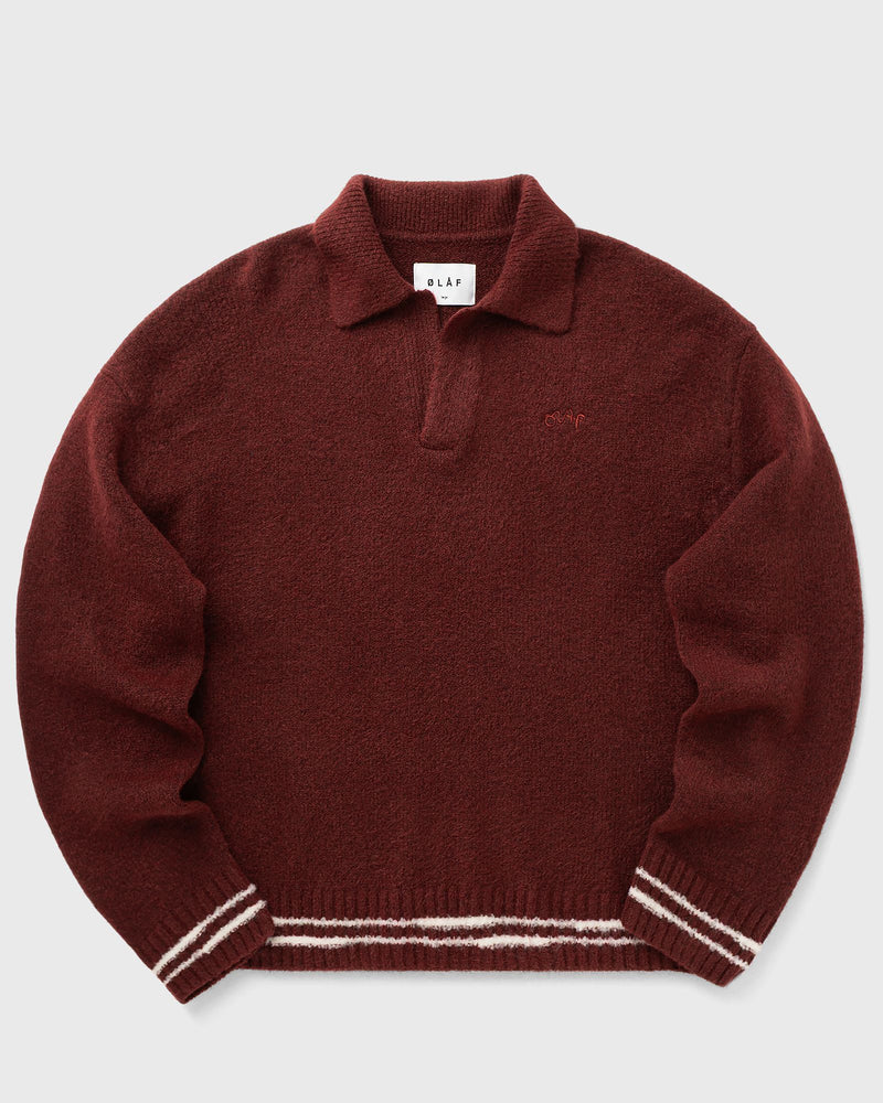 Olaf Crafted Detail Knitted Polo Red
