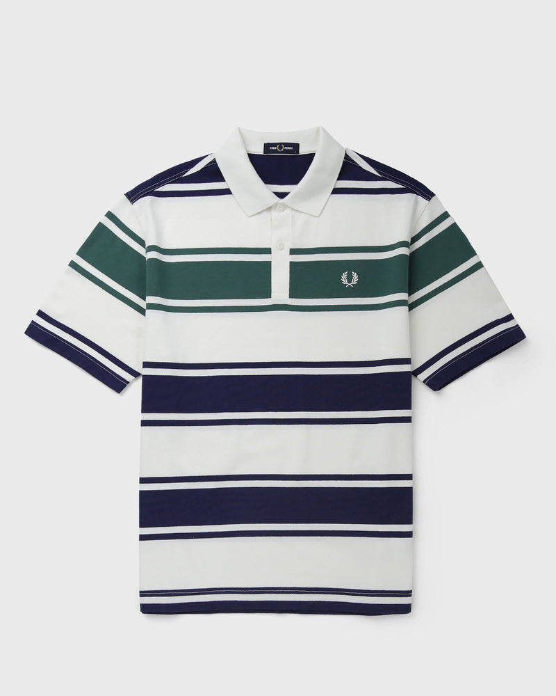 Fred Perry Relaxed Striped Polo Shirt Blue|white