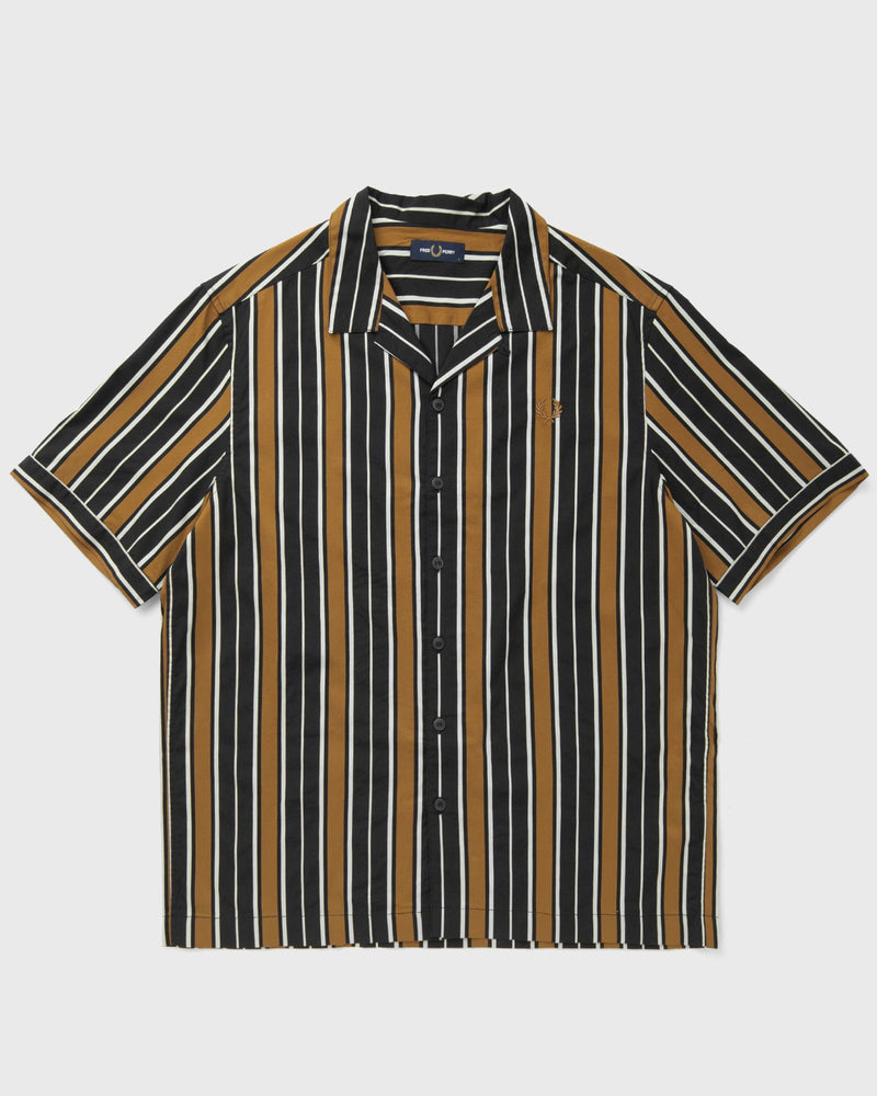 Fred Perry Striped Revere Collar Shirt Black|brown