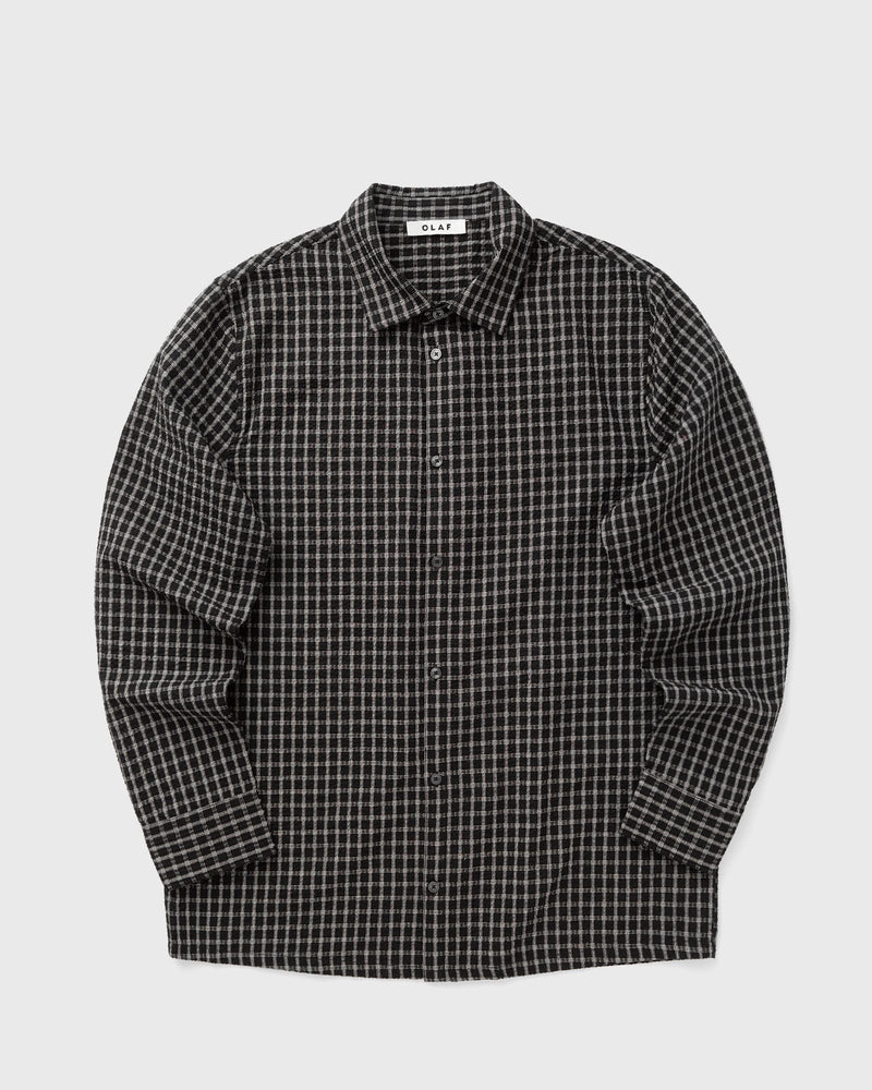 Olaf Checked Seersucker Ls Shirt Black