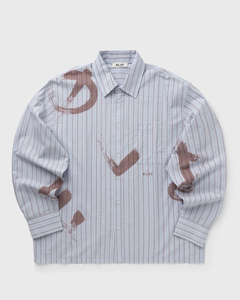 Olaf Brushstroke Logo Stripe Ls Shirt Grey