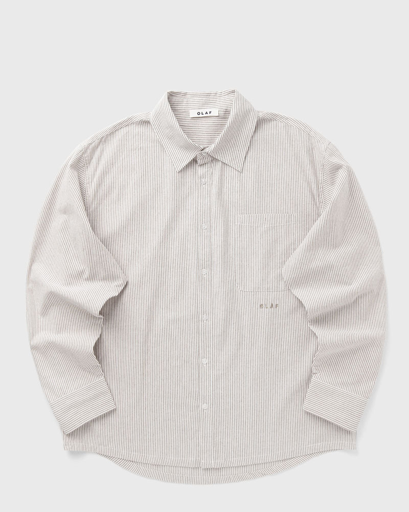 Olaf Oversized Stripe Oxford Shirt Beige