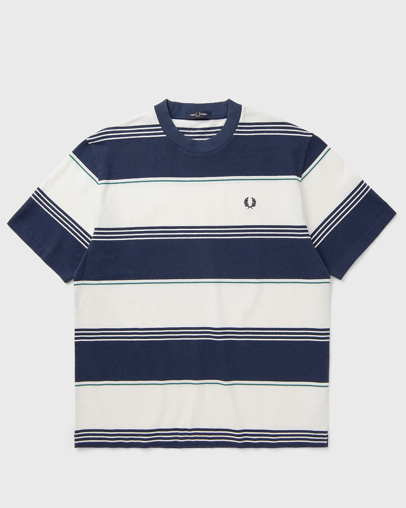 Fred Perry Heavyweight Striped T-Shirt Blue