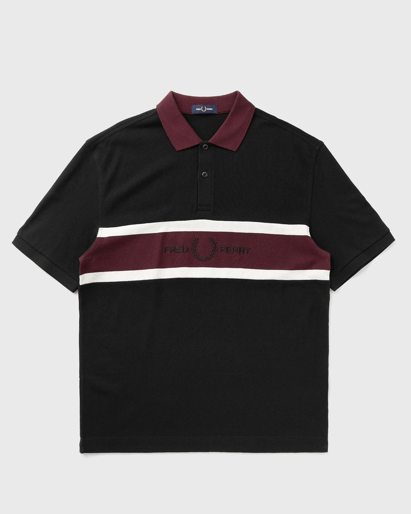 Fred Perry Embroidered Panel Polo Shirt Black
