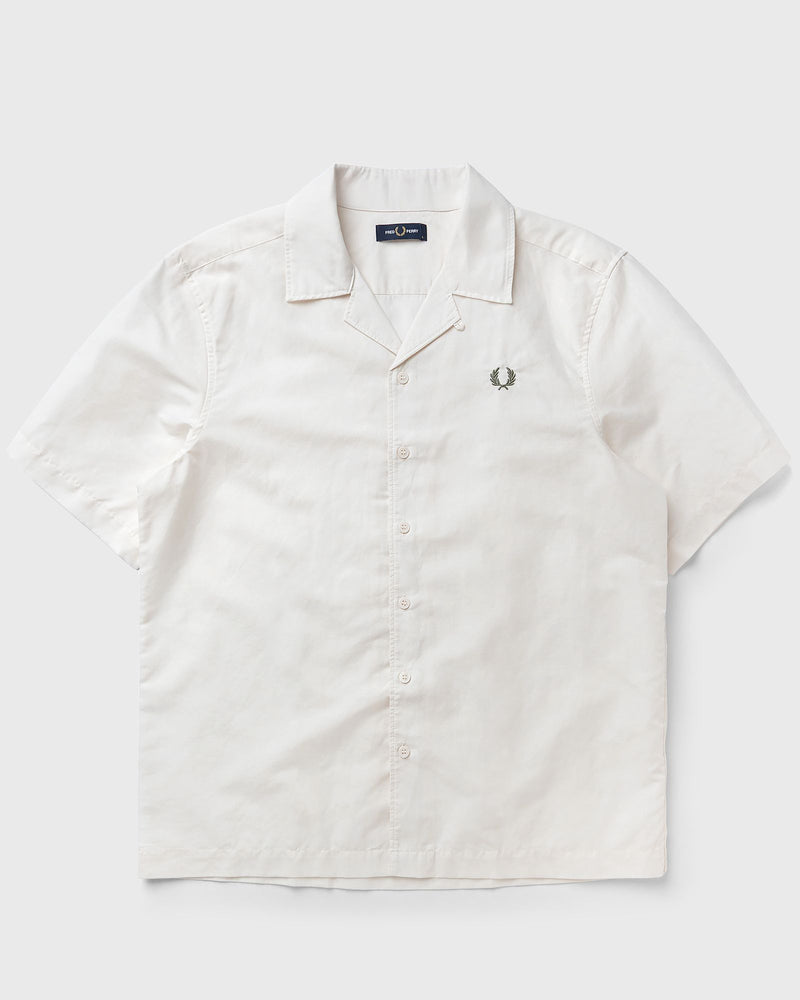 Fred Perry Linen Blend Revere Collar Shir White
