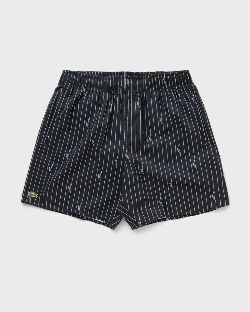 Lacoste Mid Length Crocodile Print Swim Trunks Black
