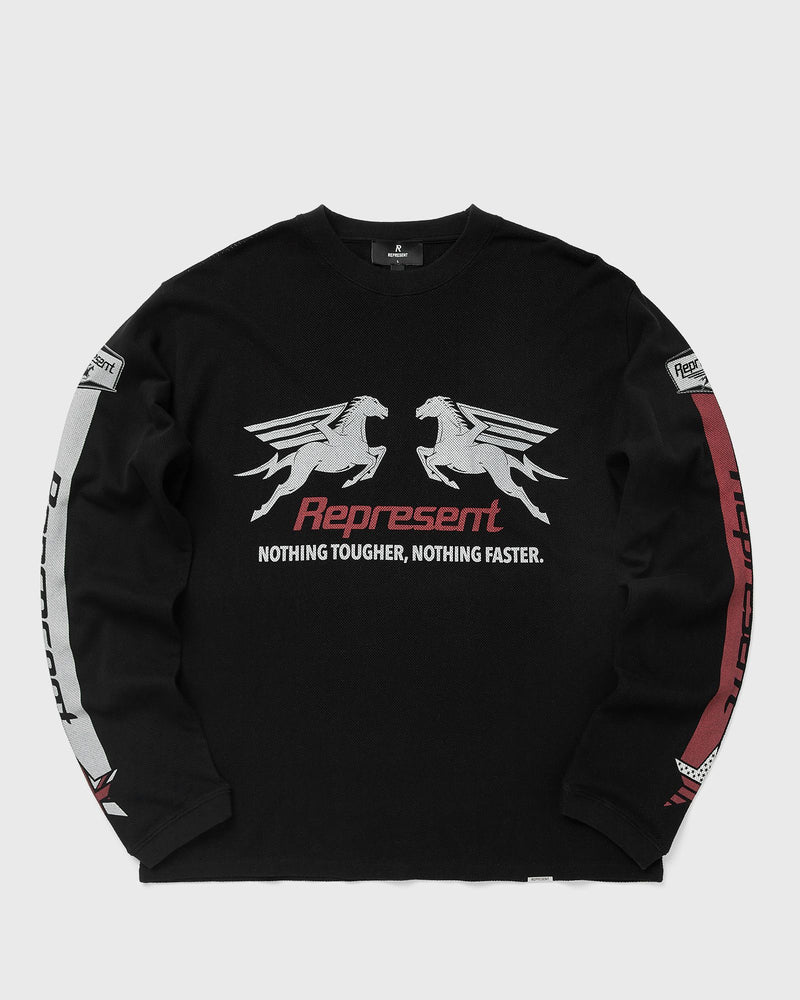 Represent Mesh Pegasus Long Sleeve Tee Black