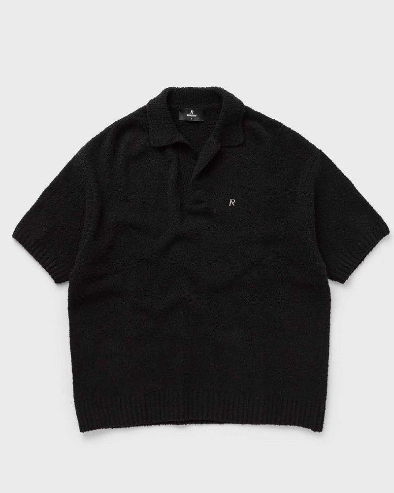 Represent Boucle Textured Knit Polo Black