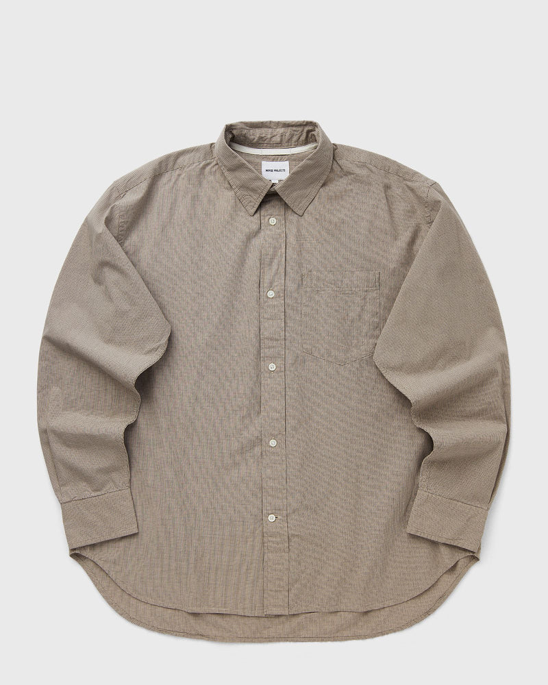Norse Projects Espevik Oversize Micro Poplin Check Shirt Beige