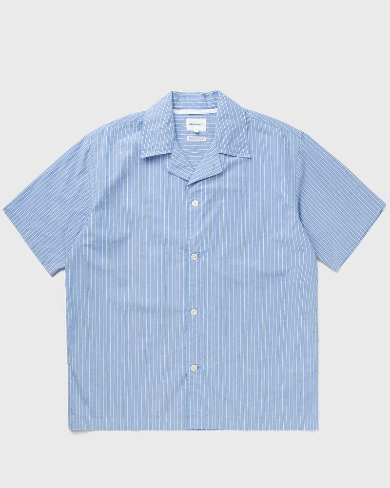 Norse Projects Mads Poplin Stripe Ss Blue