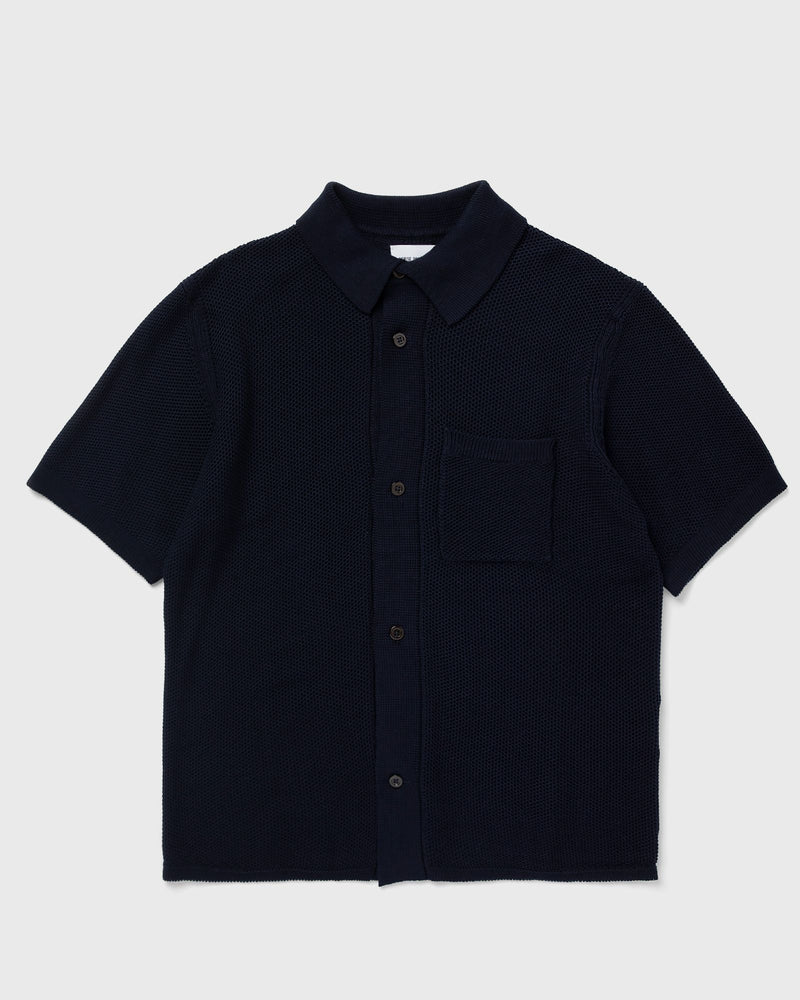 Norse Projects Fredensborg Mercerised Cotton Knitted Shirt Blue