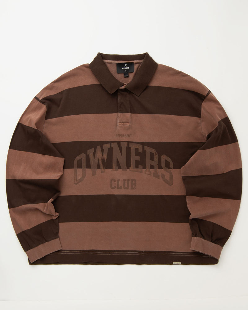 Represent Owners Stripe Rugby Top Brown