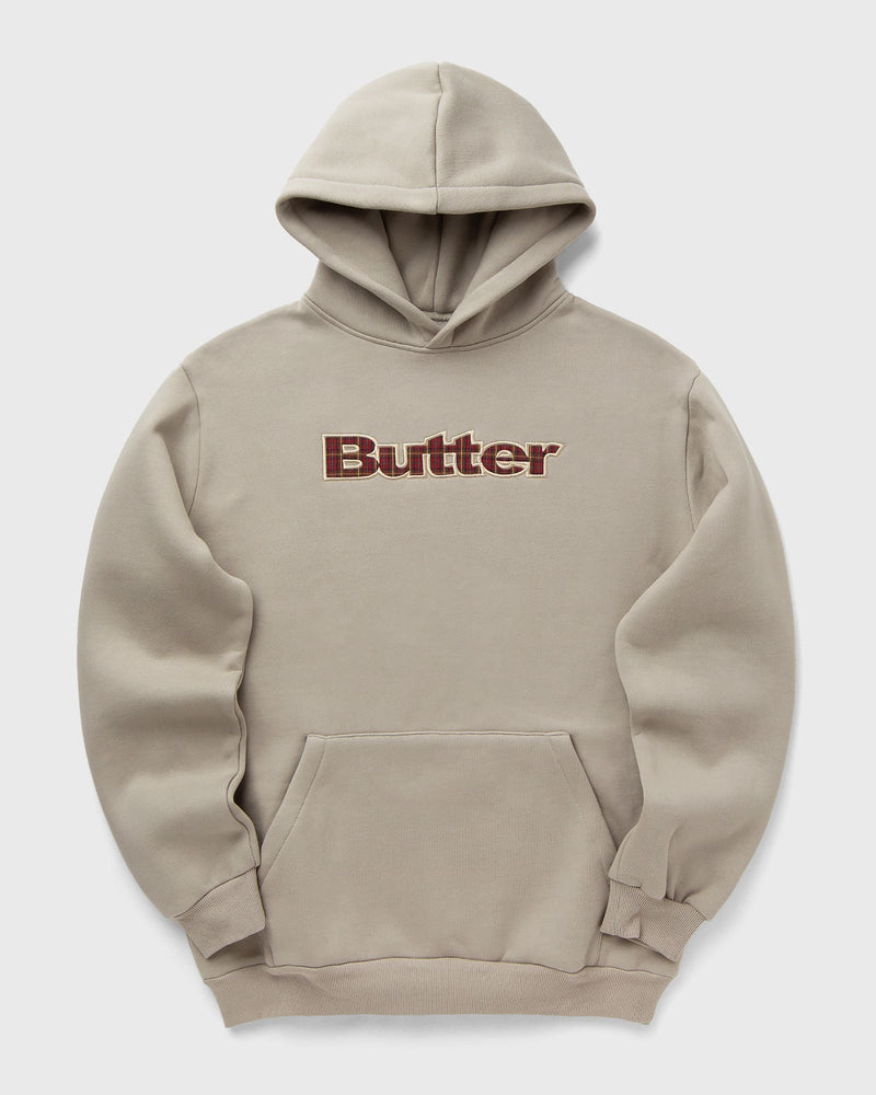 Butter Goods Plaid Logo Applique Pullover Hood Beige