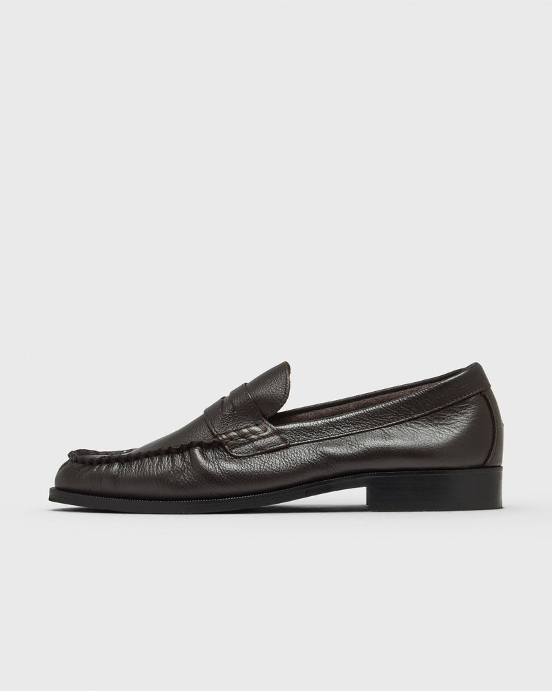 Duke & Dexter Ezra Chestnut Pebble Pleated Penny Loafer Brown