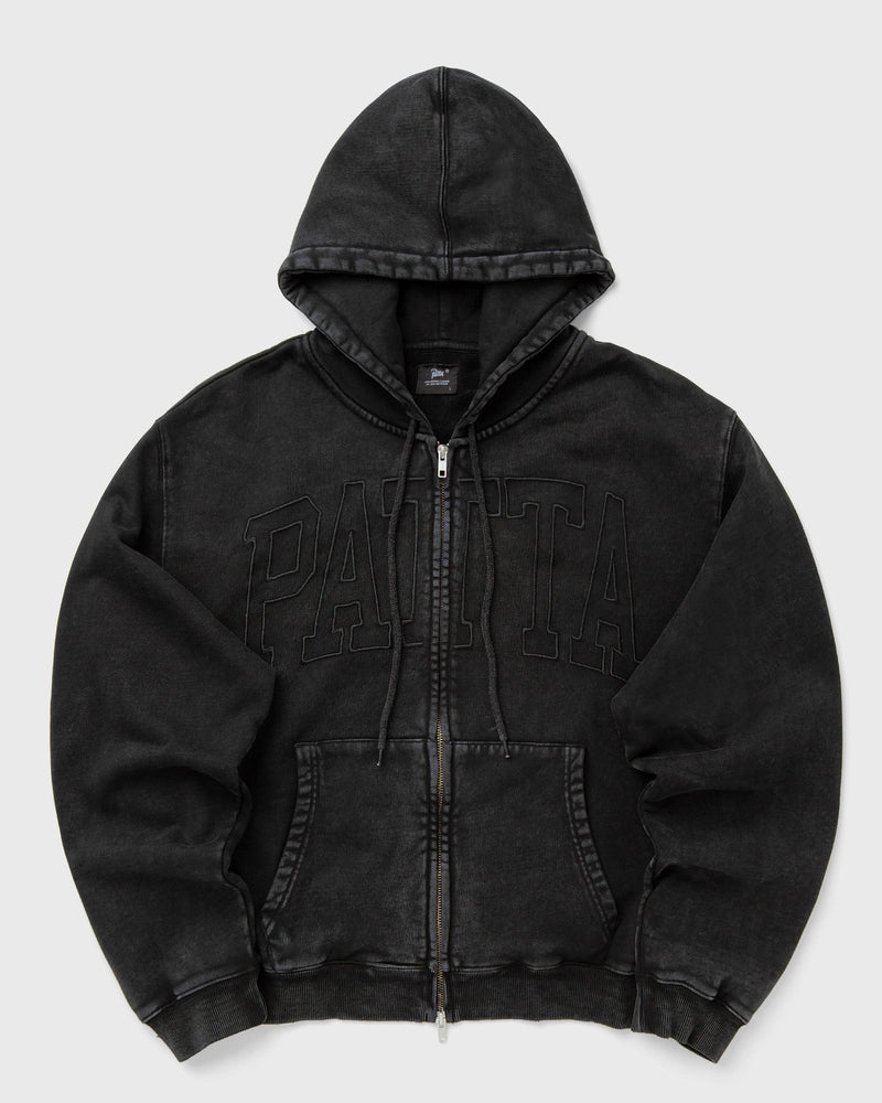 Patta Loopback Logo Zip Hooded Sweater Black