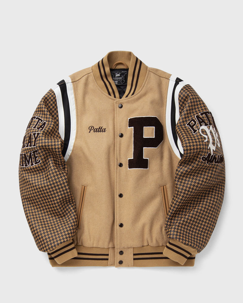 Patta Athletic P Houndstooth Varsity Jacket Brown