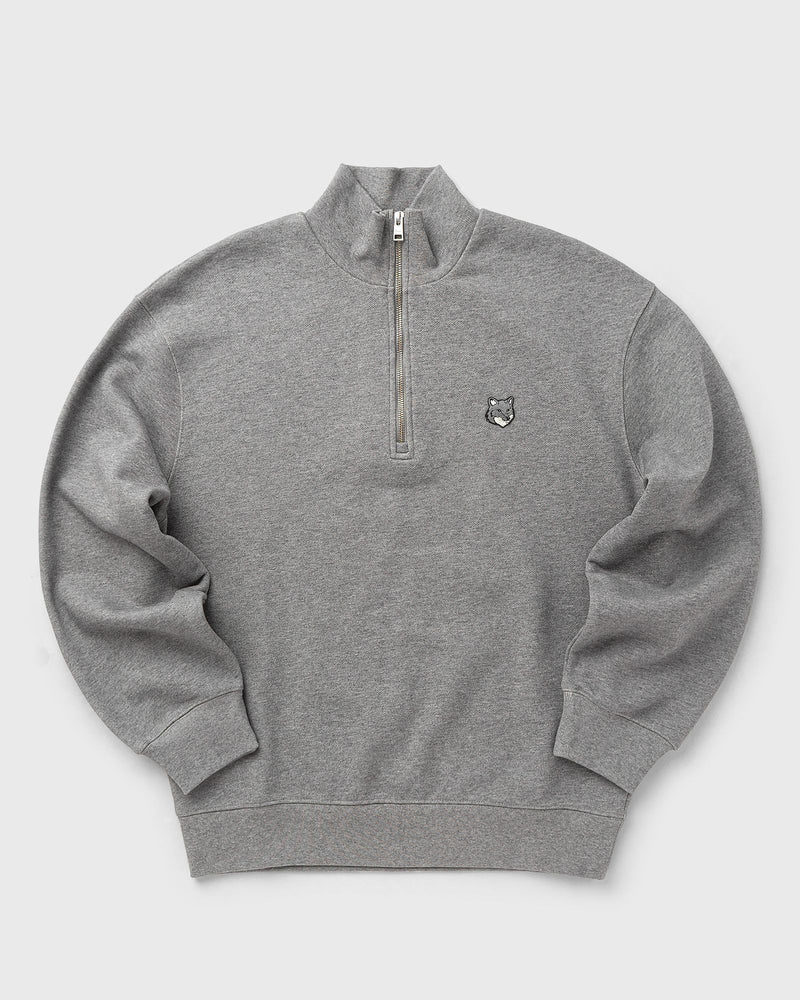 Maison Kitsune Fox Head Comfort Half Zip Sweatshirt Grey