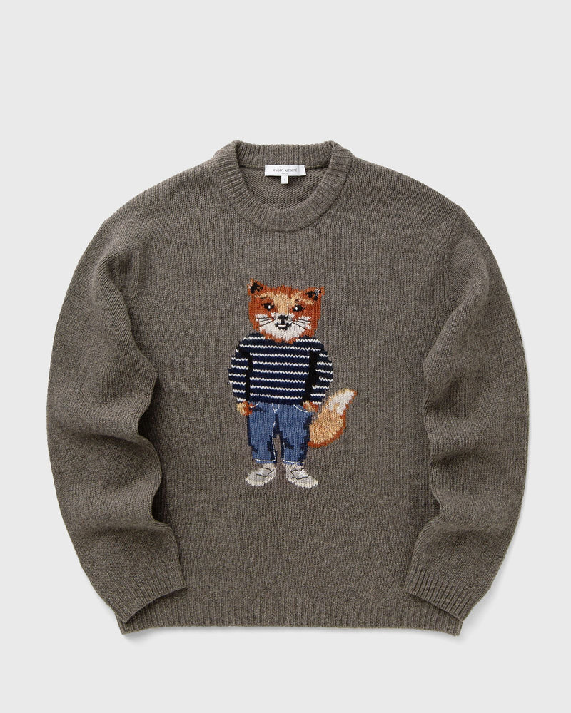 Maison Kitsune Dressed Fox Intarsia Wool Jumper Grey